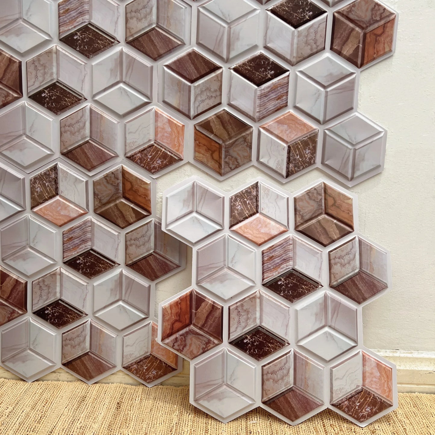10/20Pcs Peel and Stick Tile Backsplash Thicker Design Marble Tiles 12"X12" Stick on Backsplash Self Adhesive Tiles for Any Room