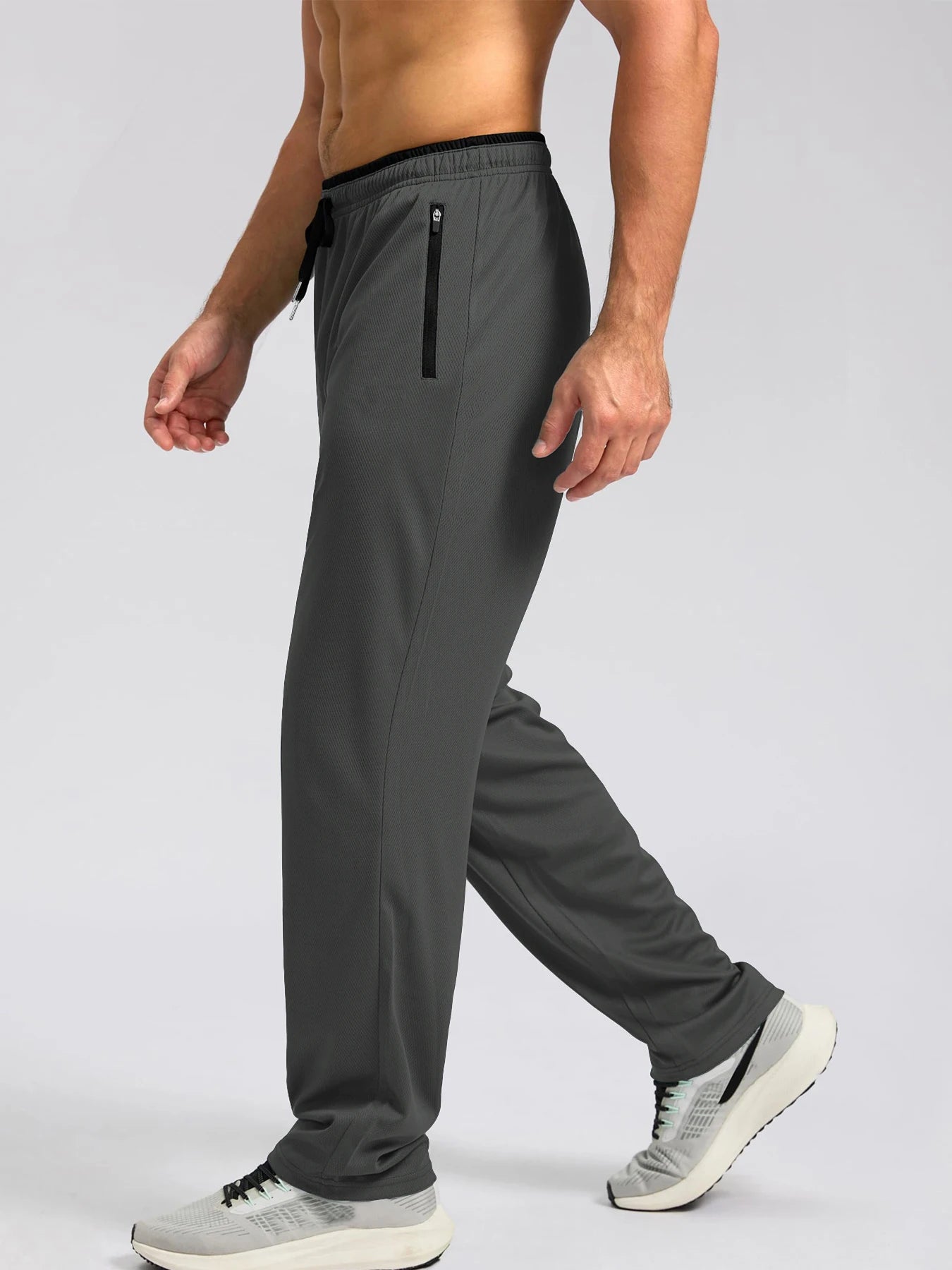 Pantalon de sport léger, respirant et à séchage rapide pour homme, avec taille élastique et poches zippées, idéal pour la gym, les loisirs, la course et la randonnée