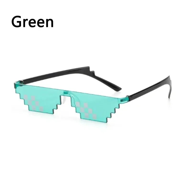 2Pcs Mosaic Sunglasses Cool Party Vintage Shades Eyewear For Men Pixelated Sunglasses Funny Women Glasses