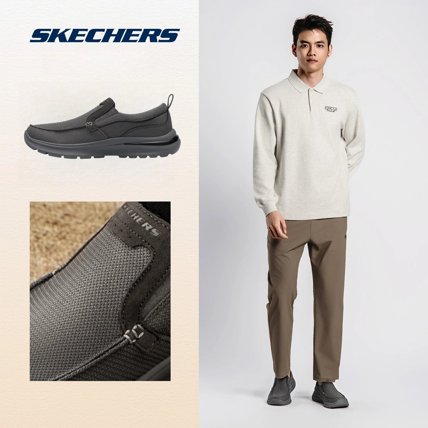 Skechers Herren Freizeitschuhe Business Outdoor Rutschfeste Slipper Runde Zehen Weiche Leichte Sohle Fahr-Arbeitsschuhe Arch Fit