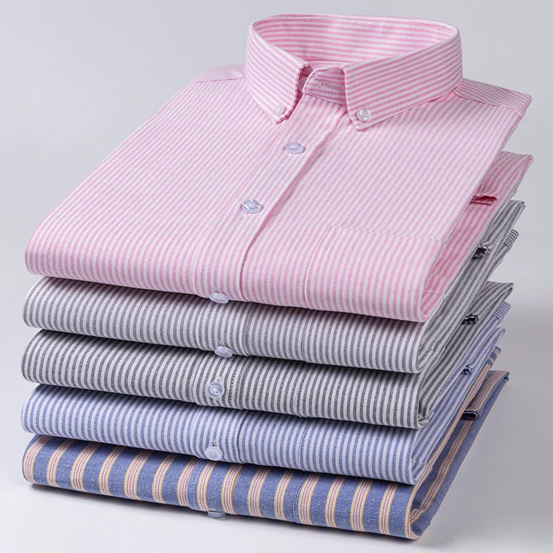 Chemises Oxford à manches longues en 100 % coton pour homme, grandes tailles 8XL, coupe ajustée, unies ou rayées, pour le bureau, couleur blanche, tenues professionnelles