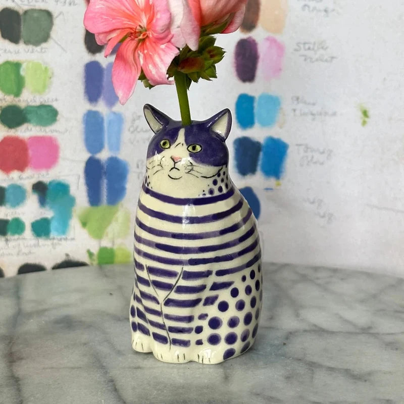 Vase | Harzkatzenvase mit Tupfen für Katzenliebhaber