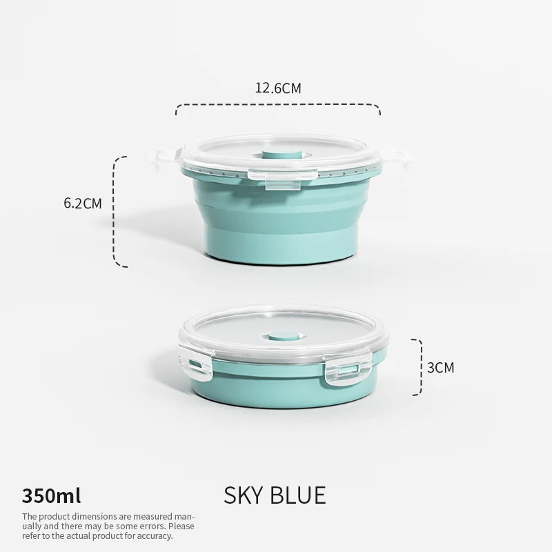 Boîtes de Conservation Alimentaire Pliables Boîte à Repas en Silicone avec Couvercle Bols Alimentaires Boîte à Repas Empilable pour Cuisine et Congélateur