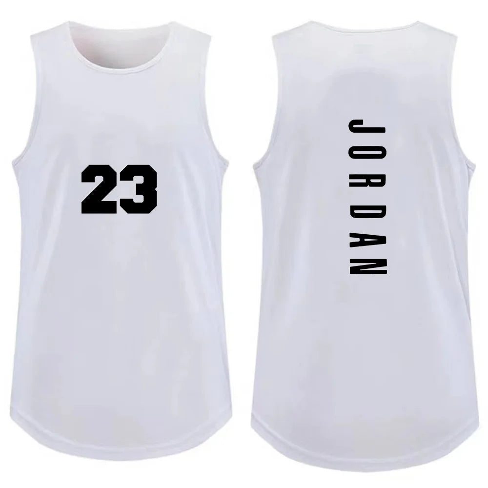 Débardeur homme mode T-shirt de sport homme décontracté respirant sans manches Chemise d'extérieur de basket-ball Gilet de sport Été Street T-shirt ample