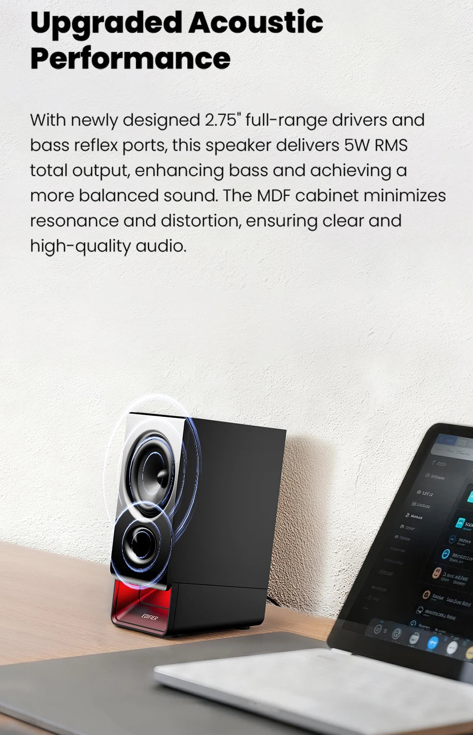 Edifier R20BT USB-Powered Speaker Bluetooth 6.0 Computer Speakers With Light Effects USB-C AUX Inputs