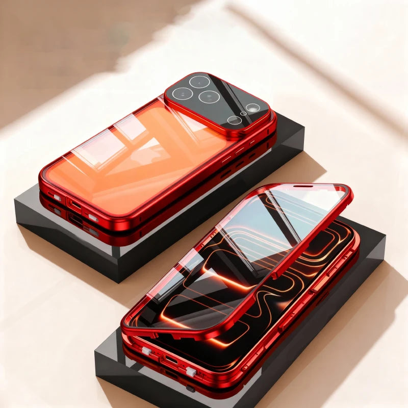 360°-Vollschutz-Metall-Magnet-Doppelseitige Glas-Schnappverschluss-Handyhülle für iPhone 17 Pro Max/17/Air/17 Pro Bumper Cover