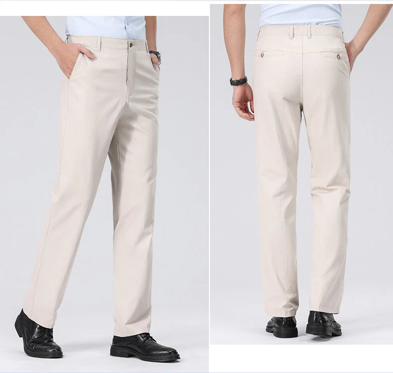 Pantalon Chino Homme Décontracté habillé, Pantalon de Travail Printemps Été Automne, Léger et Confortable avec Poches