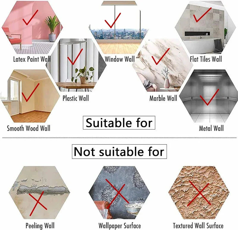 Stickers muraux 3D décoratifs auto-adhésifs en forme de miroir, 4 pièces, taille 20/30 cm, adaptés aux maisons, bureaux, chambres, etc.