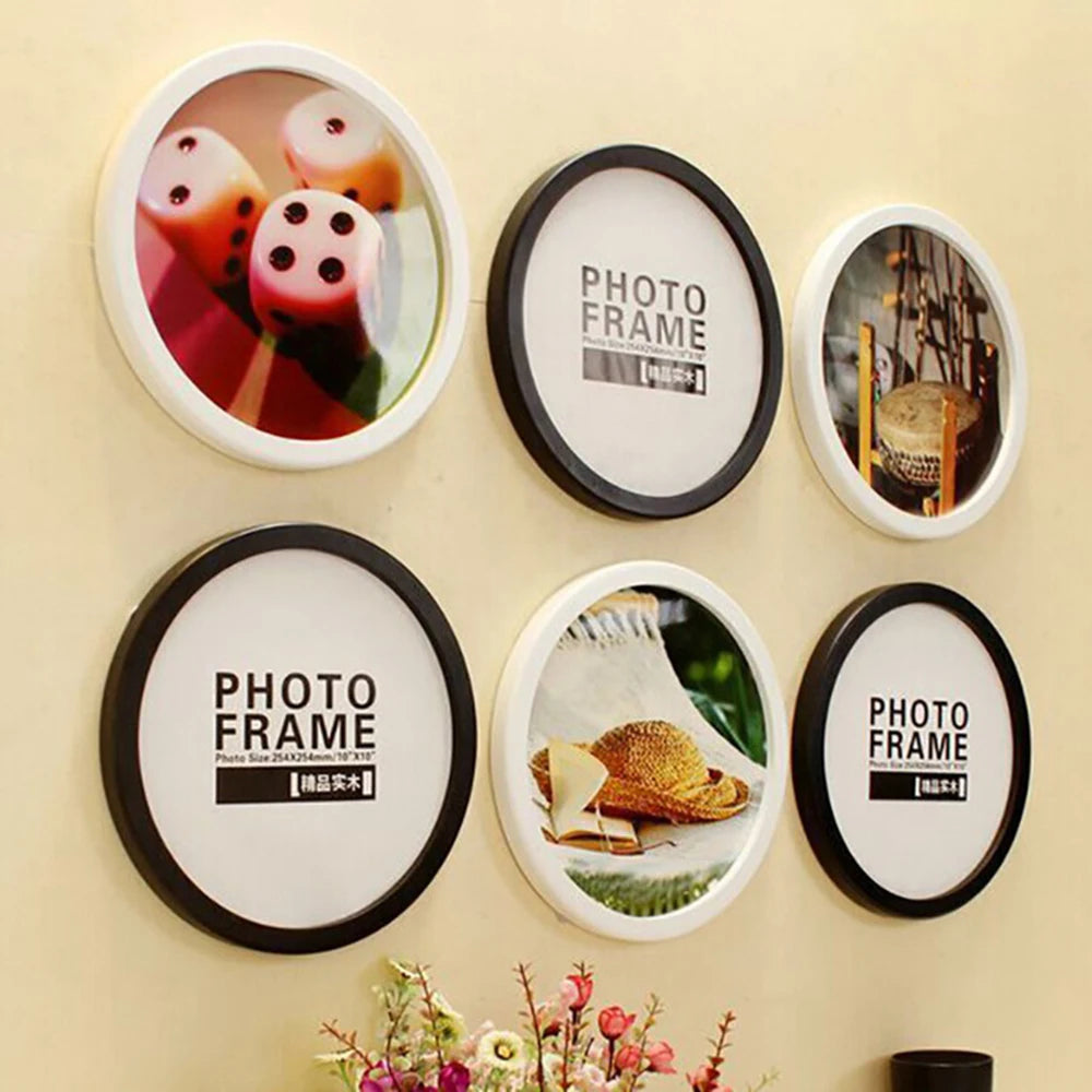 Runder Fotorahmen DIY Holz Wandmontage Hängender Bilderrahmen Hochzeitsgeschenk Wohnkultur Wandbild 6-12 Zoll