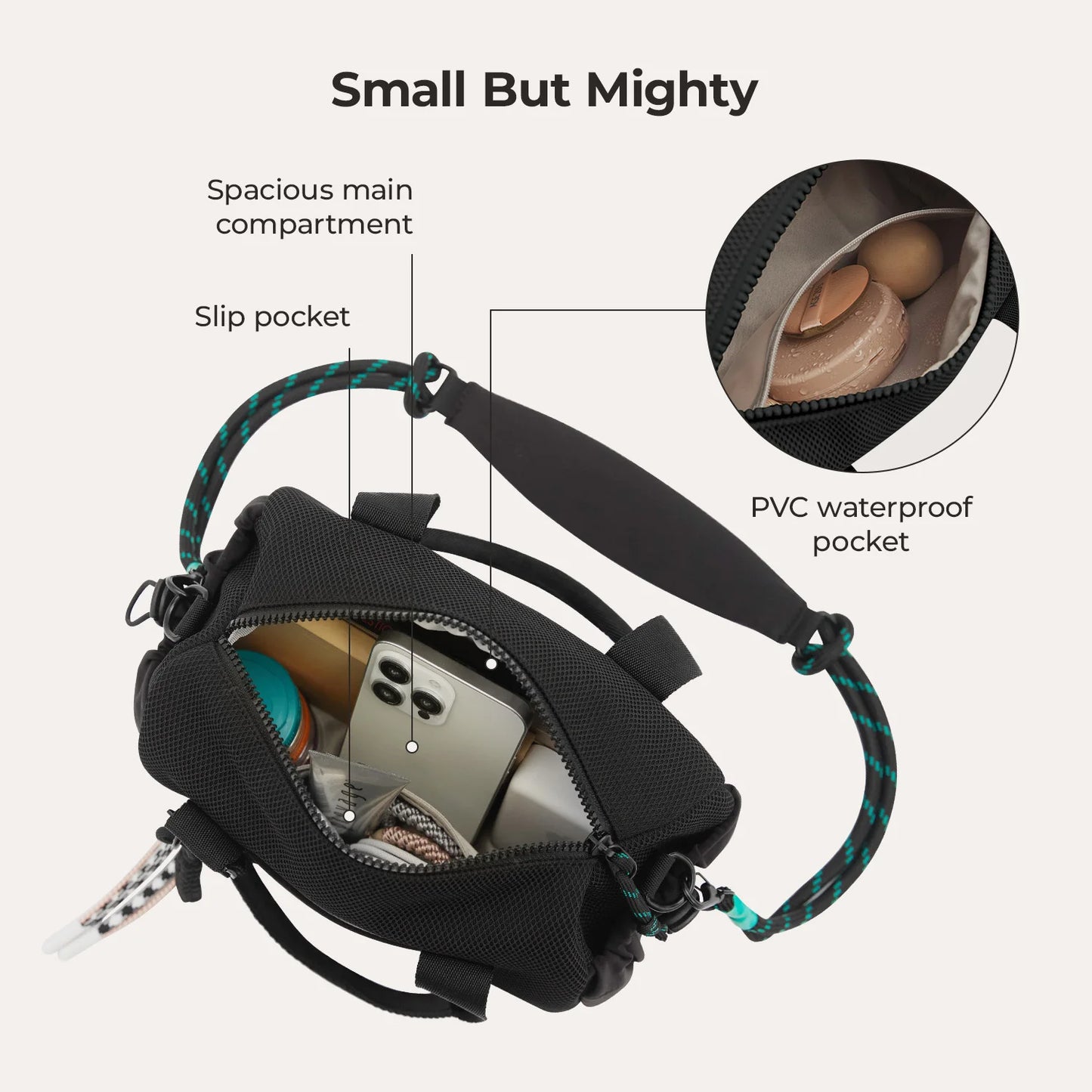 BAGSMART Boston Tasche für Damen, Mini-Reisetasche, Umhängetasche, wasserdicht, mit Nassfach, für Fitnessstudio, Reisen, Alltag, Strand, Wochenendausflug