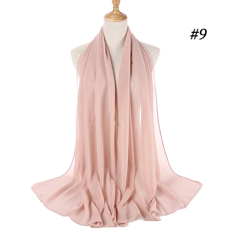 Hijab musulman en mousseline pour femmes, écharpe en mousseline bulle, voile pour femmes, musulmanes, islamiques, de couleur unie, malaisiennes, écharpes foulard musulman