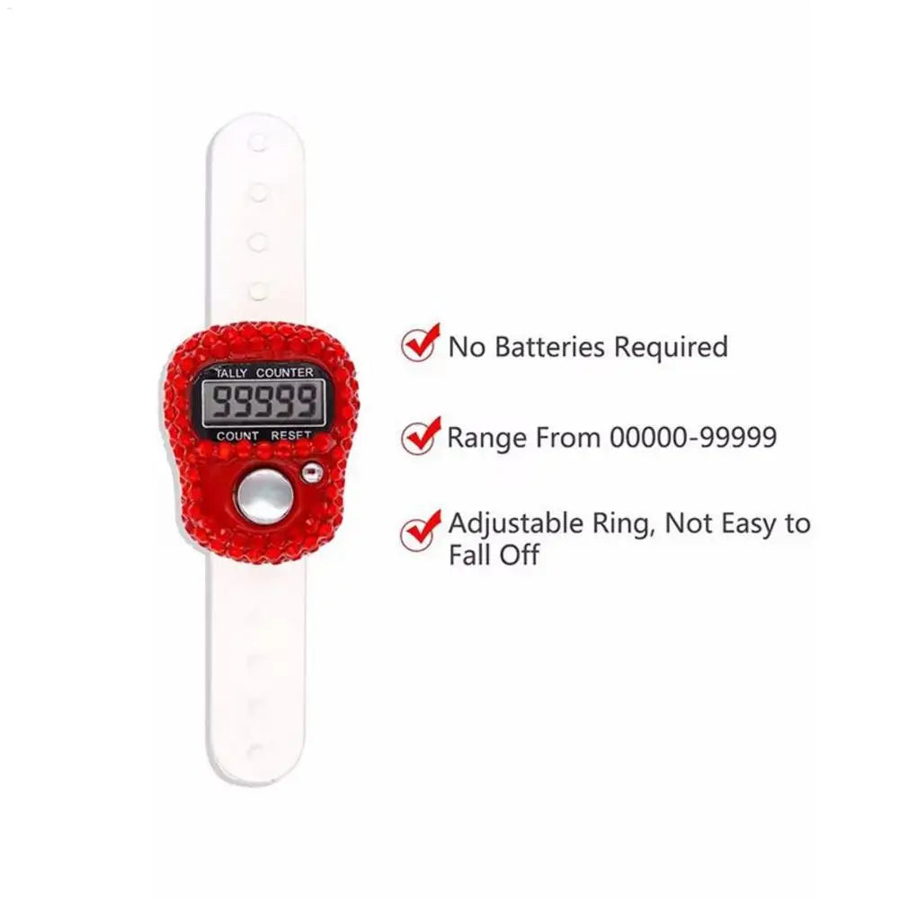 1pc Digital Finger Ring Counter with LCD Resettable Electronic Islamic Tasbih Prayer Counter Adjustable Tally Clicker for Sports