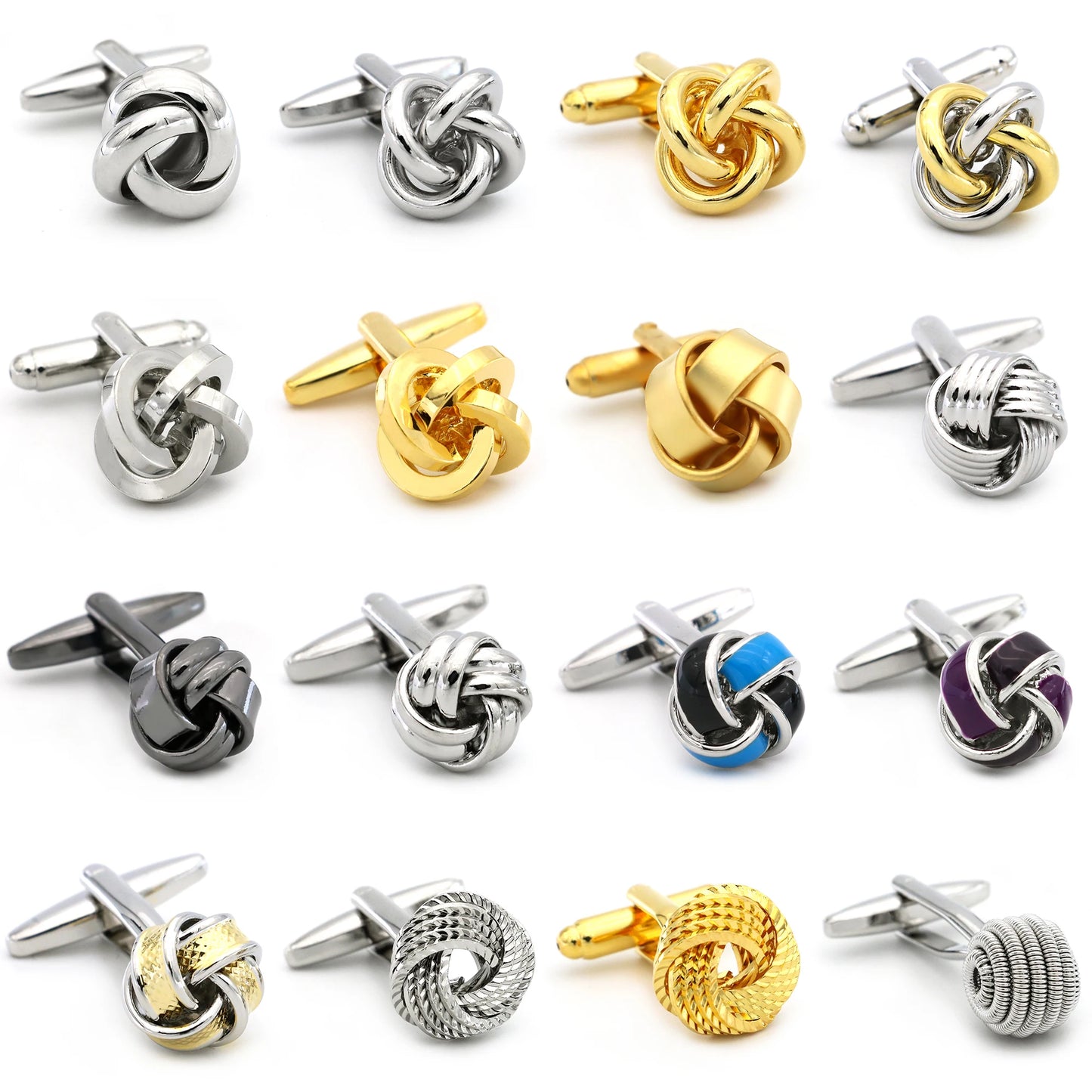 iGame Boutons de manchette nœud de mode en laiton de qualité design boule tressée pour mariage homme