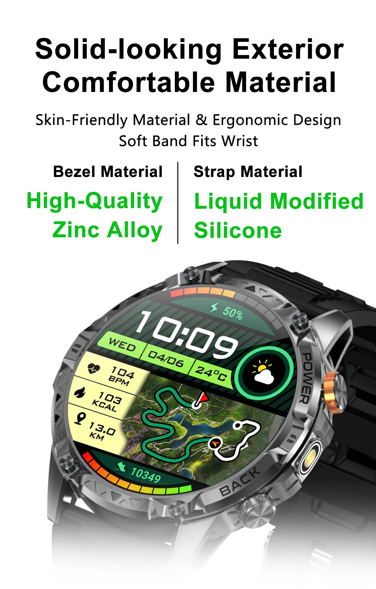 LIGE Nouvelle Montre Intelligente Militaire Hommes 1000mAh Batterie Super Capacité Bracelet Sportif Extérieur Moniteur de Fréquence Cardiaque Montre Connectée Étanche