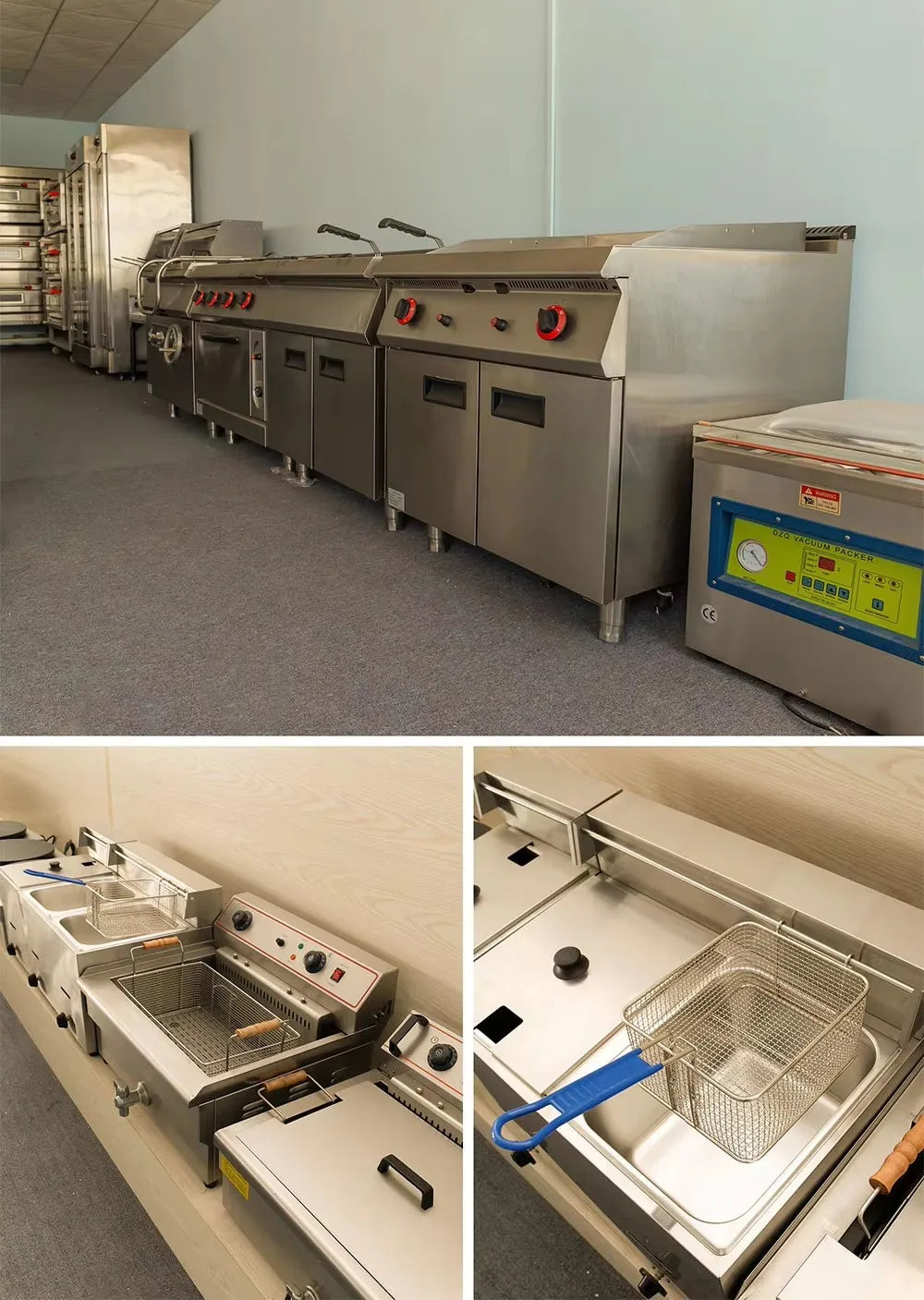 Cuisinière 4 feux de 60 pouces avec plancha de 36 pouces et 2 fours standards Équipement de cuisson professionnel Cuisinière à gaz pour restaurant