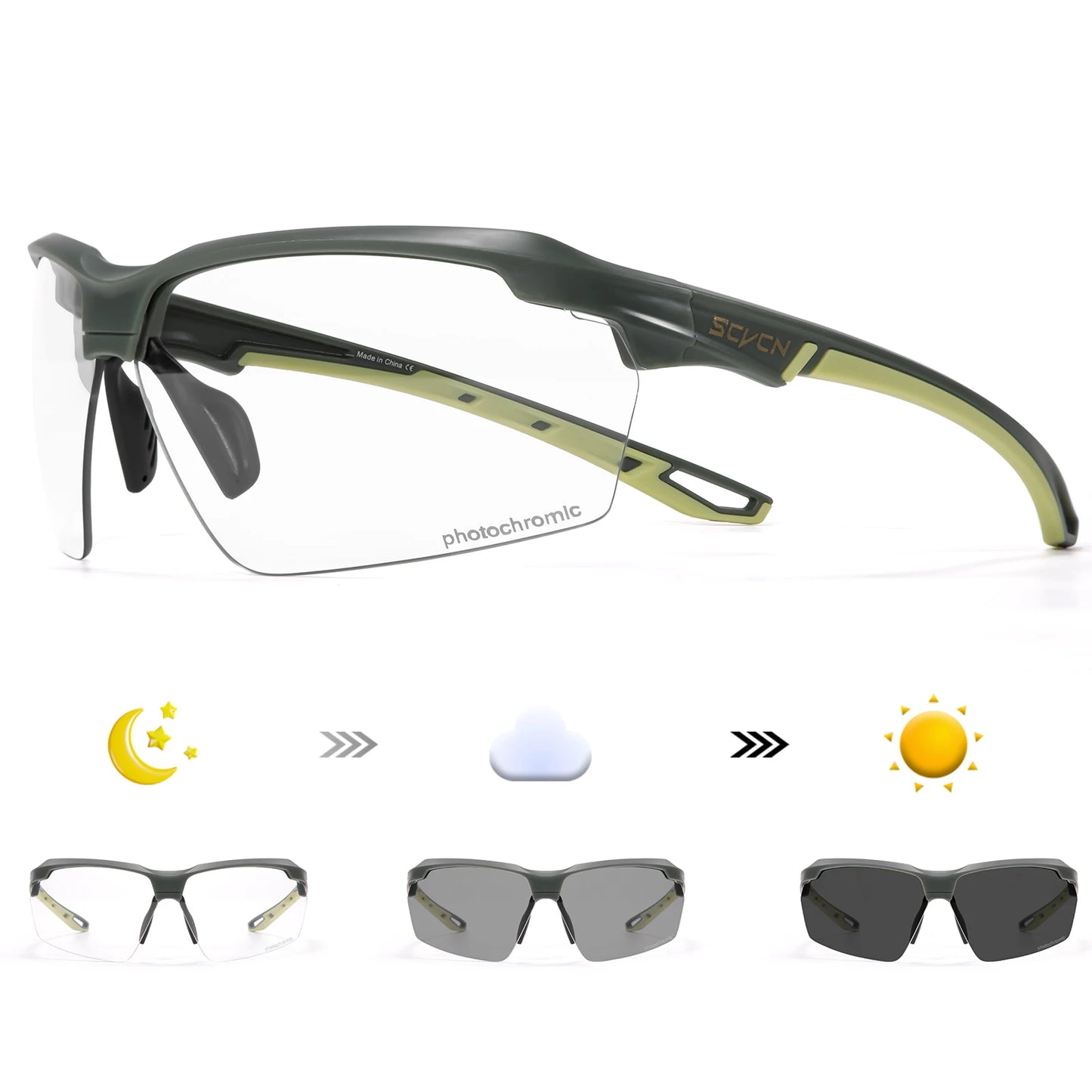 SCVCN Lunettes de soleil photochromiques Cyclisme Vélo VTT Randonnée Golf UV400 Lunettes de sport pour hommes femmes Baseball