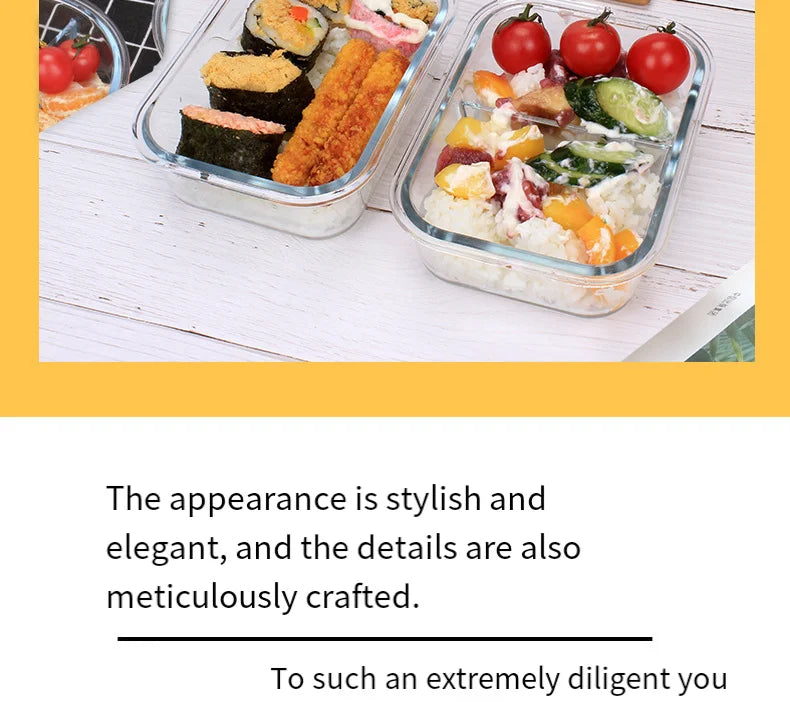 Boîte alimentaire en verre, préparation de repas, boîte à lunch hermétique, compatible micro-ondes, four, congélateur et lave-vaisselle