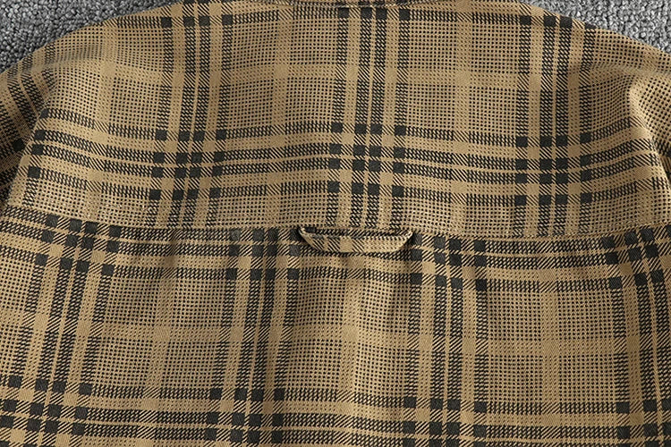 Fashionable Checked Cotton Shirt for Men, Ideal for Autumn Casual Wear, Washable Thin Jacket