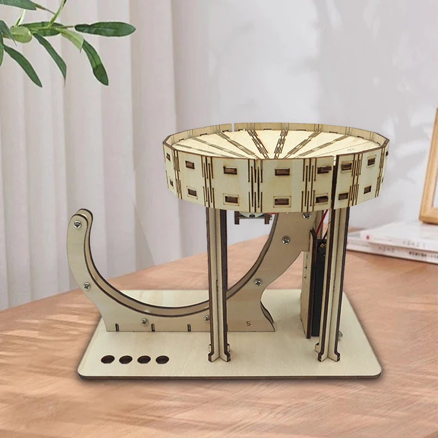 OUZEY Mechanical Marble Run Wooden Model, DIY Ball Track Roller Coaster Kit, STEM Creative Challenge Gift for Kids