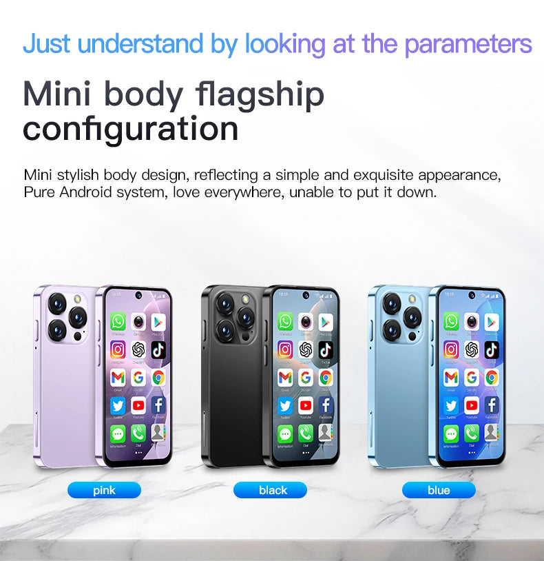 SOYES XS19 Mini Smartphone 3.88 Zoll 2 GB RAM 16 GB ROM Android 10.0 mit Gesichtserkennung Dual SIM Standby 3G-Netzwerk Kleines Telefon