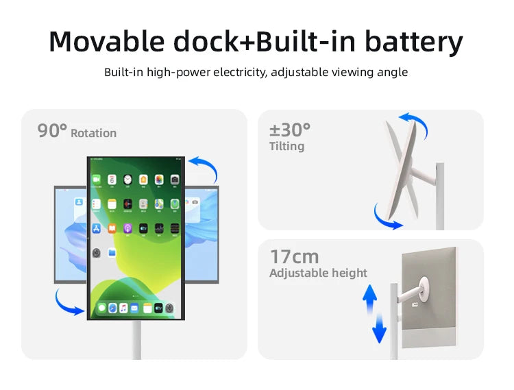 24 27 32 Inch LED White Wireless Smart Portable TV with Android Rechargeable Battery Movable Design