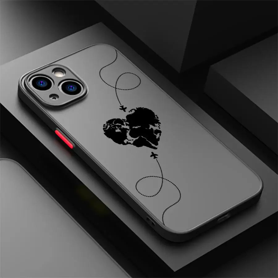 Linie Flugzeug Topographische Rücken Handyhülle für iPhone 14 XS 7 8 15 Plus 13 Mini 16 Pro Max 12 17 Air 16e 11
