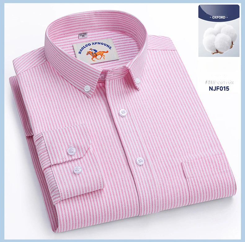 Chemises Oxford à manches longues en 100 % coton pour homme, grandes tailles 8XL, coupe ajustée, unies ou rayées, pour le bureau, couleur blanche, tenues professionnelles