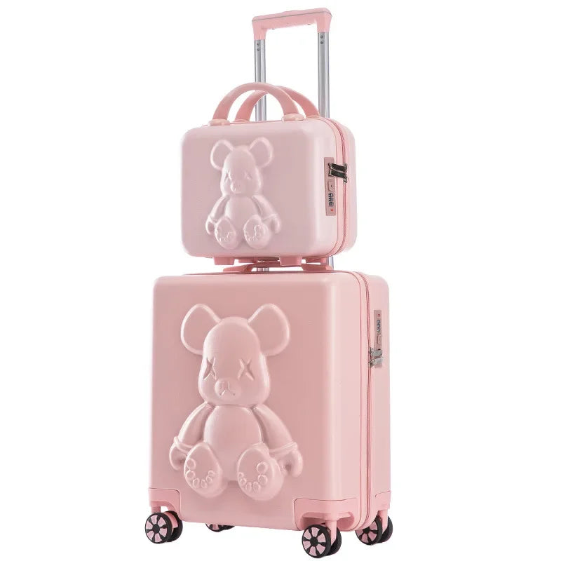 Nouvelle valise trolley universelle à roulettes 18 pouces 2024, sac de maquillage cabine pour hommes et femmes
