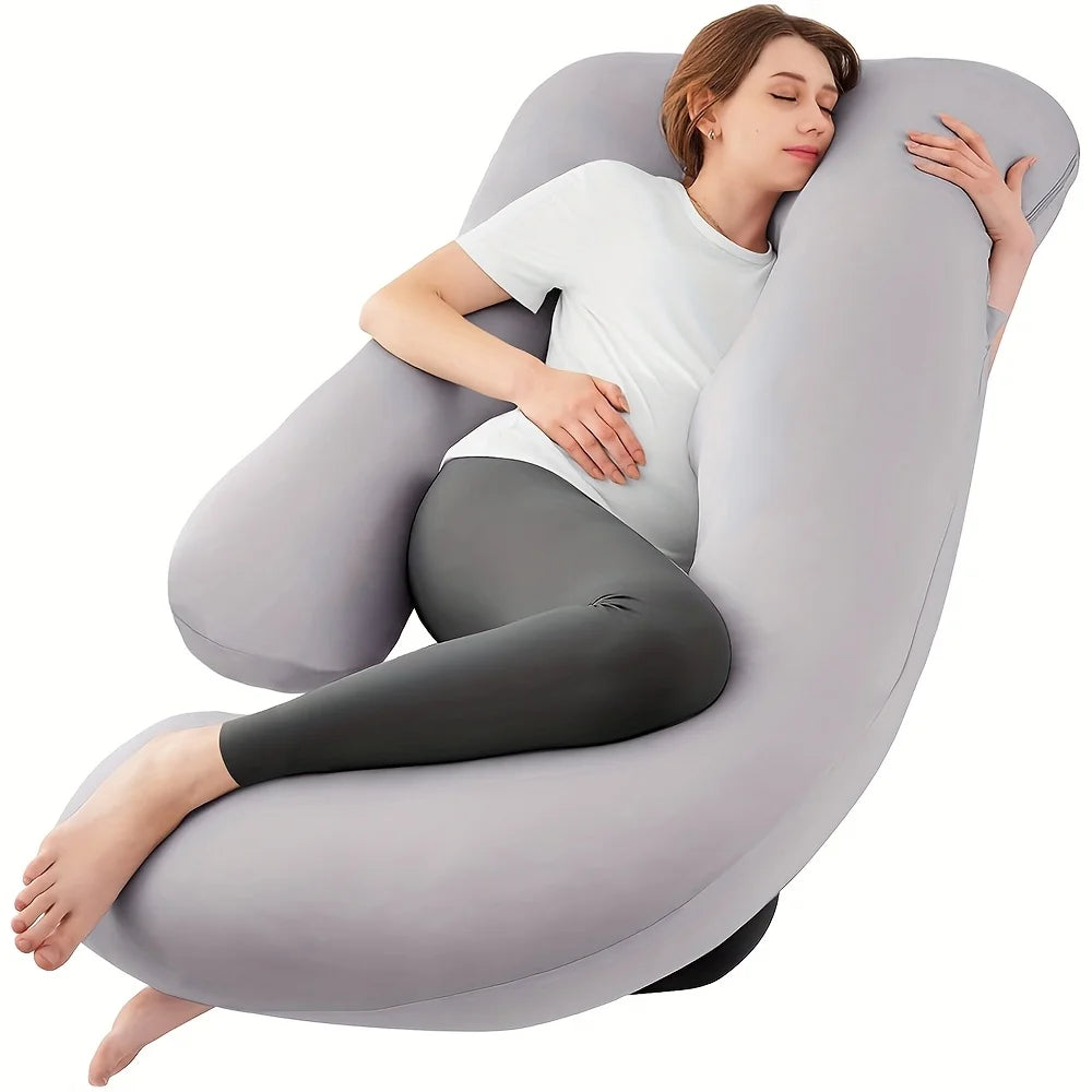 60-inch Full Body Pillow, Maternity Pillow, Maternity Full Body PillowwithPillowcase,Full Body Pillow with Back, Leg.(135X75X60）