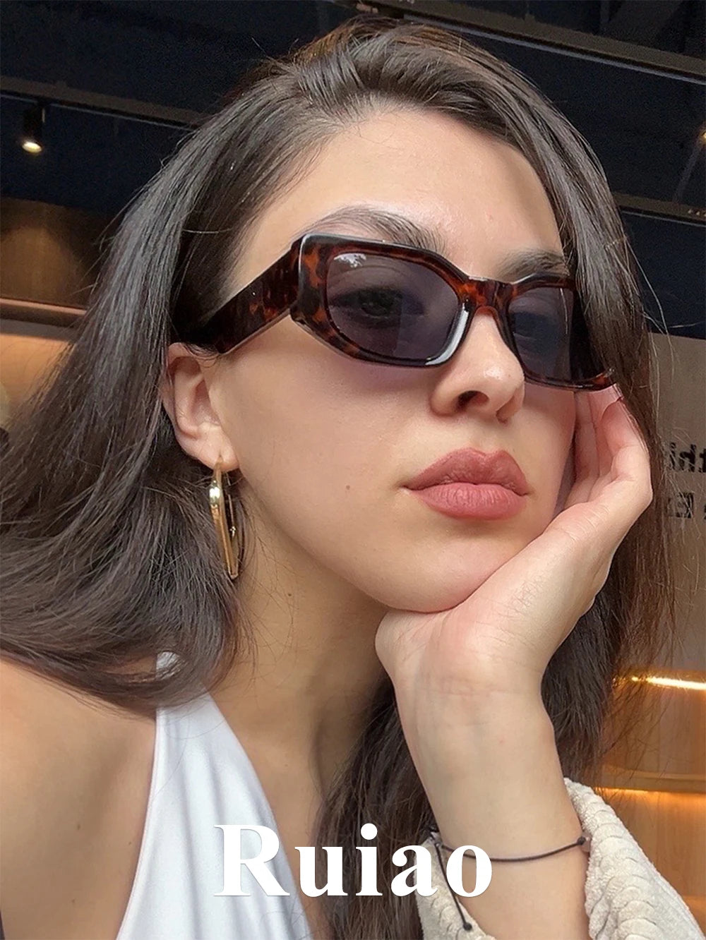 Ruiao 2026 neue schwarze klassische Retro Designer Marken Sonnenbrille mit konkaver unregelmäßiger dicker Fassung für Damen und Herren