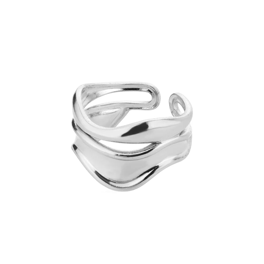Edelstahlringe für Damen 2024 Trend Offener Goldfarbener Doppelperlenring Hochzeit Ästhetischer Schmuck Paar Geschenk anillos