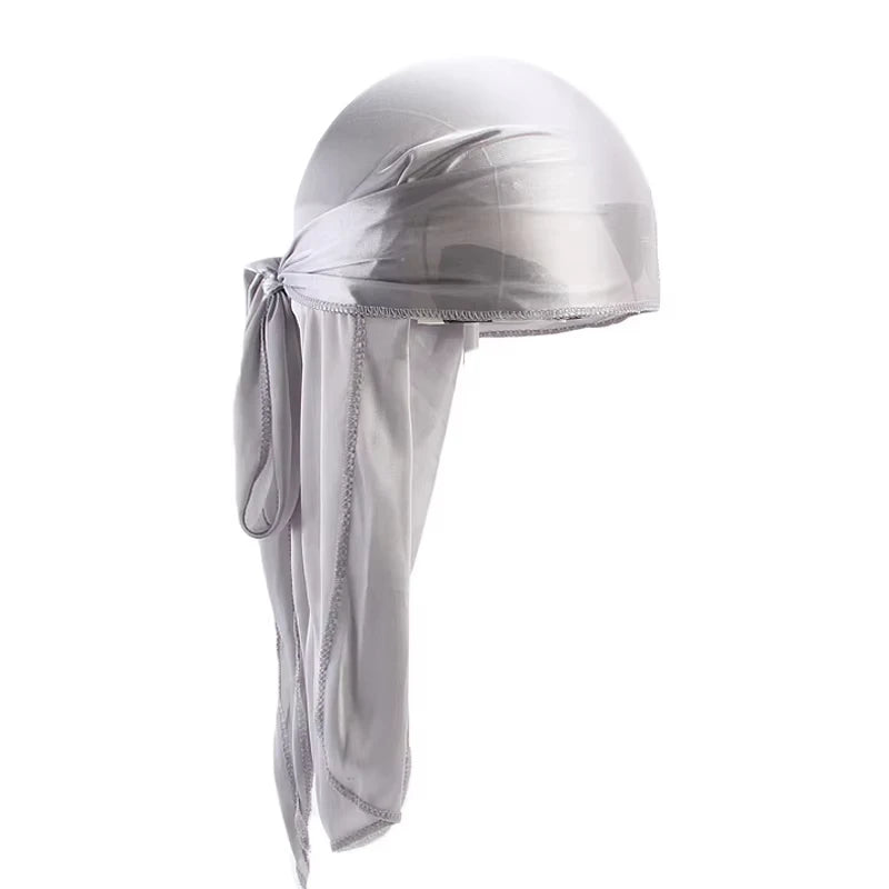 Unisex Seidiger Langschwanz-Durag Piratenhut Turban Modische Kopftücher Mütze Bandana Damen Herren Kopfbedeckungen Kappen Hijab Haarschmuck