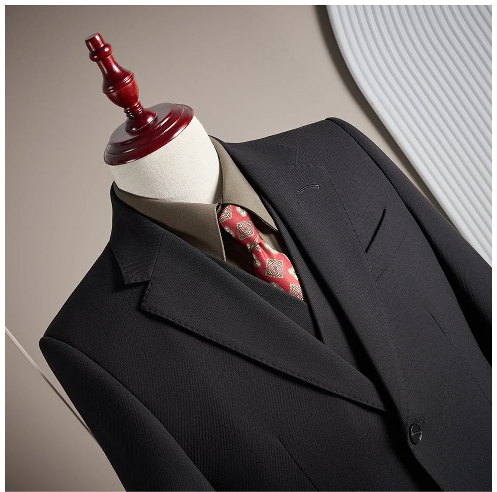 Ensemble de costume trois pièces en laine haut de gamme pour homme, élégant et décontracté, de couleur unie, idéal pour banquets et mariages.