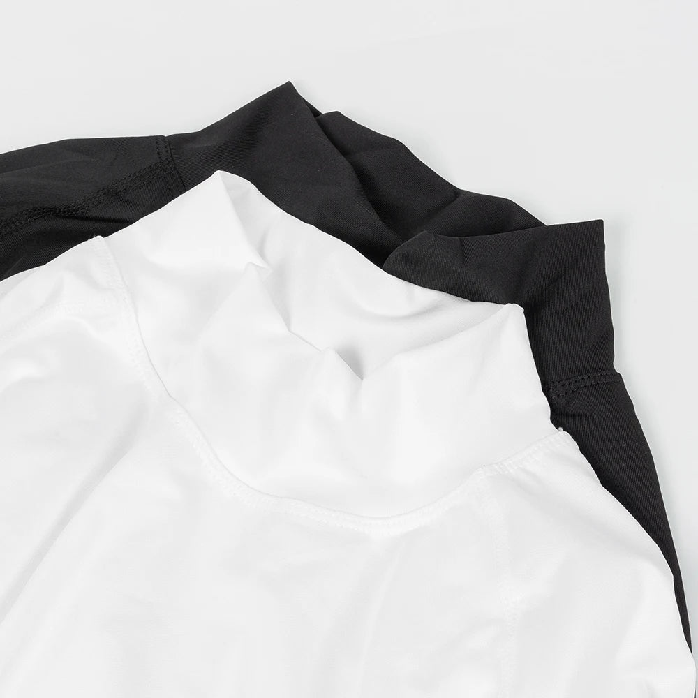 T-shirt de sport moulant pour homme - Musculation - Compression - Col roulé - Manches courtes - Gym - Fitness - Course à pied - Séchage rapide - Haut d'entraînement pour homme