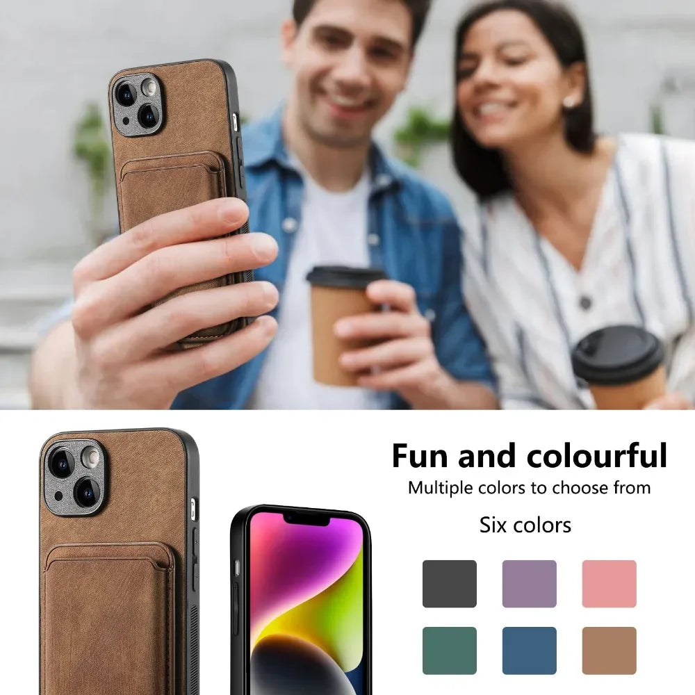 Vintage-Lederhülle mit abnehmbarem magnetischem Kartenhalter für iPhone 17 Air 16e 16 Pro Max 15 14 Plus 13 12 11