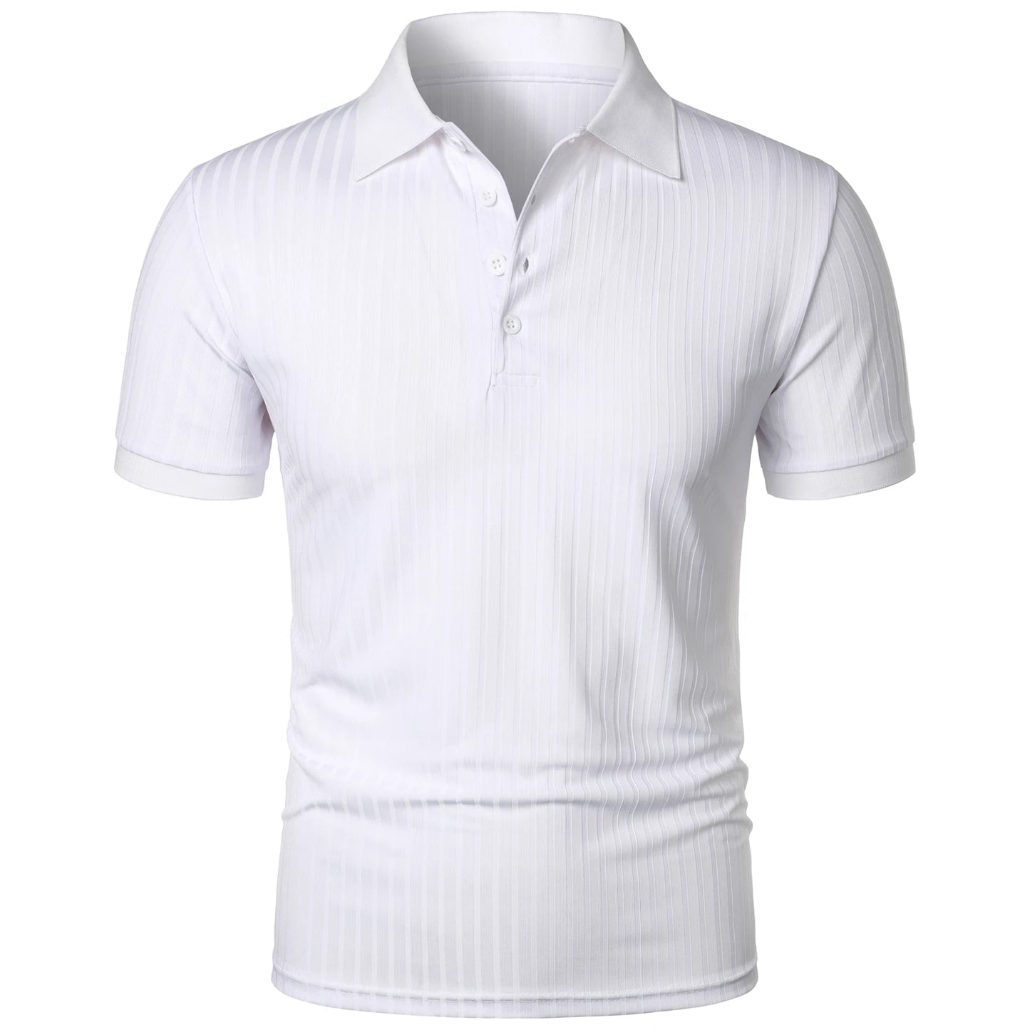 Herren Lauf-Sport-Fitnessbekleidung Sommer hochelastisches, vertikales Kurzarm-Polo-Shirt schlankes Strick-Basis-Shirt