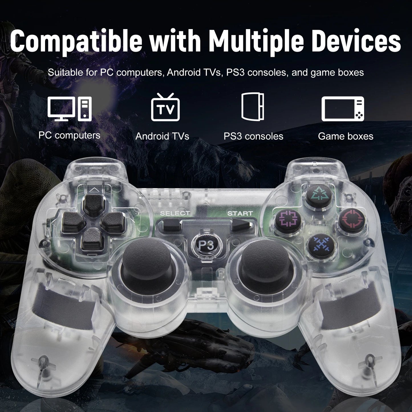 Controller für Playstation 3/PS3/PC/Android Konsolen Drahtloses BT Gamepad 6-Achsen-Gyro Dual-Motor-Vibrationsschock Gaming-Joystick