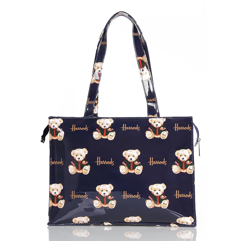 Horizontal Edition PVC Reusable Shopping Bag Eco-friendly London Lady Shopper Bag Large Capacity Waterproof Handbag Shoulder Bag