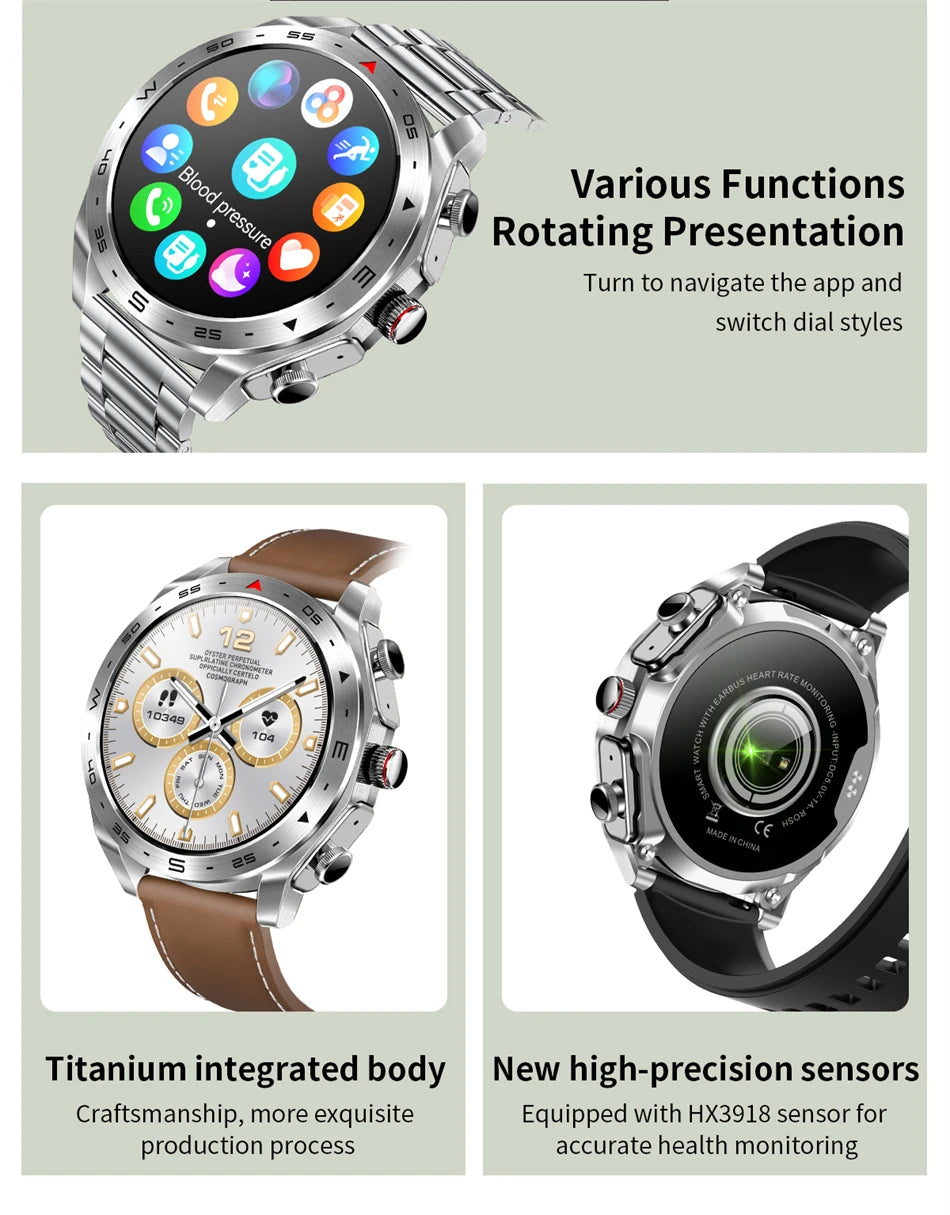 LIGE Avec écouteurs Bluetooth Casque Smartwatch Femme Moniteur d'activité Montre de sport Homme Étanche Montre intelligente Écran AMOLED
