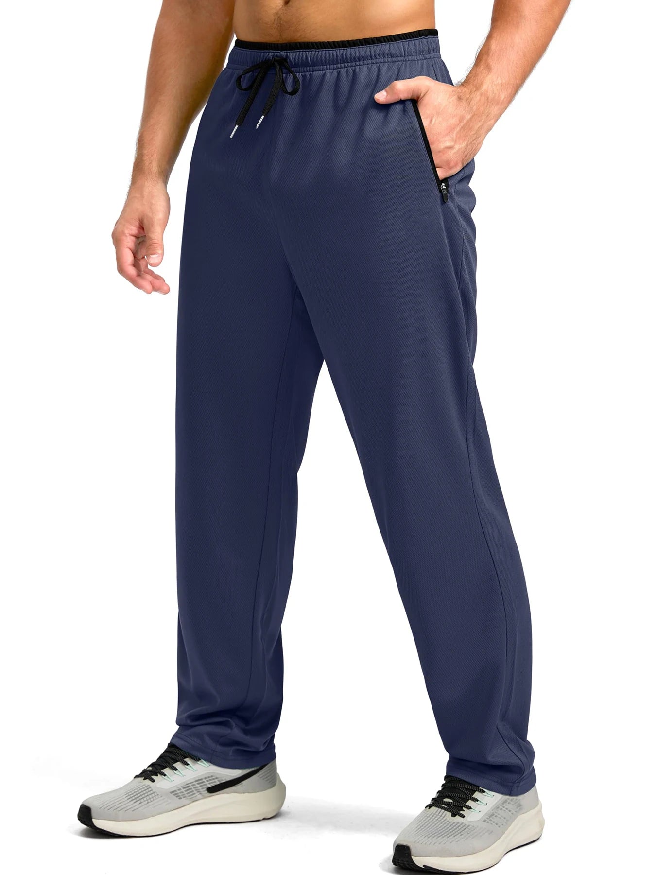 Pantalon de sport léger, respirant et à séchage rapide pour homme, avec taille élastique et poches zippées, idéal pour la gym, les loisirs, la course et la randonnée