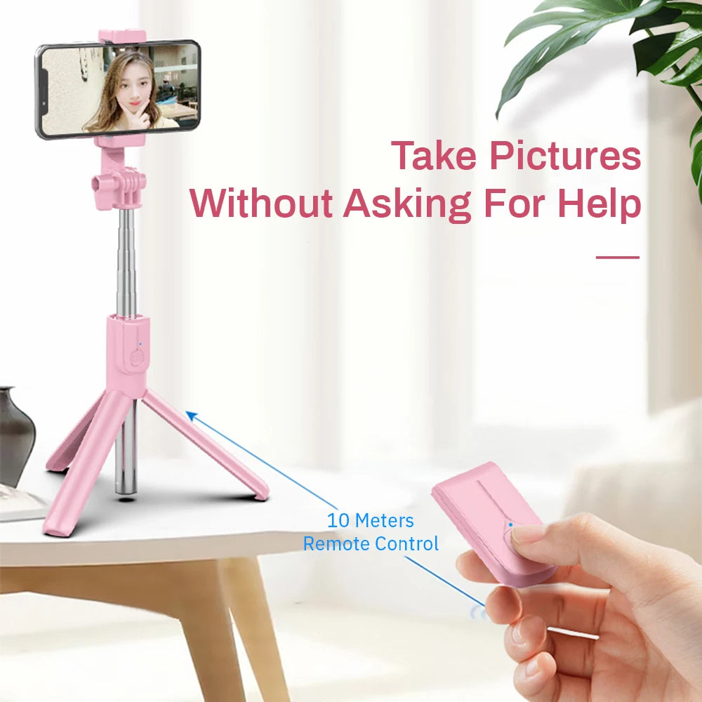 4in1 Wireless Bluetooth Compatible Selfie Stick LED Ring light Extendable Handheld Monopod Live Tripod for iPhone X 8 Android
