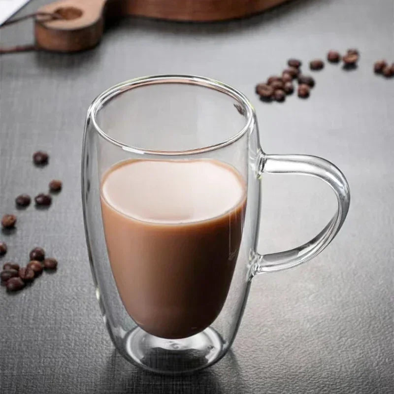 150/250/350/450ml Double Wall Coffee Mugs High Borosilicate Glass Heat Resistant Milk Juice Water Cup Espresso Shot Glasses