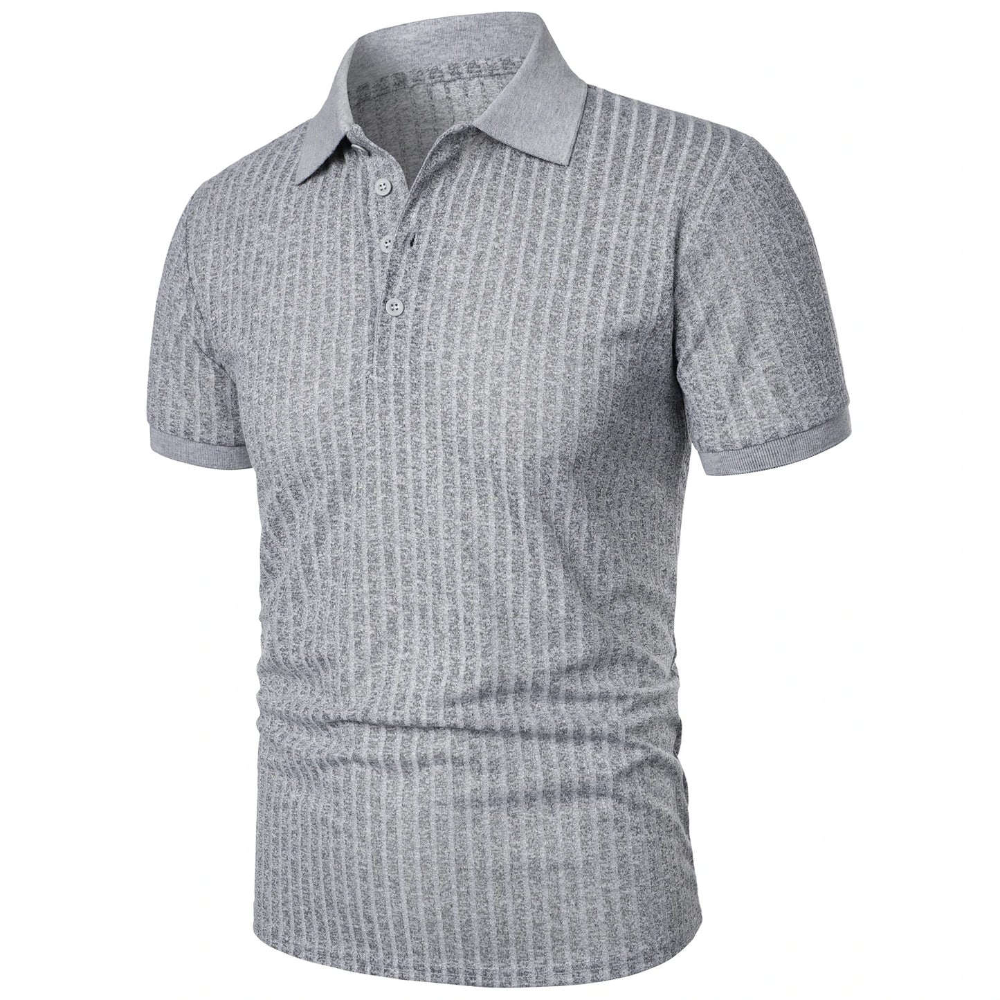 Herren Lauf-Sport-Fitnessbekleidung Sommer hochelastisches, vertikales Kurzarm-Polo-Shirt schlankes Strick-Basis-Shirt