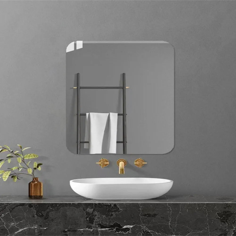 1 miroir en acrylique irrégulier pour salle de bain, 40 cm, incassable, en forme de nuage, autocollant mural, miroir de coiffeuse, chambre à coucher, salon, décoration