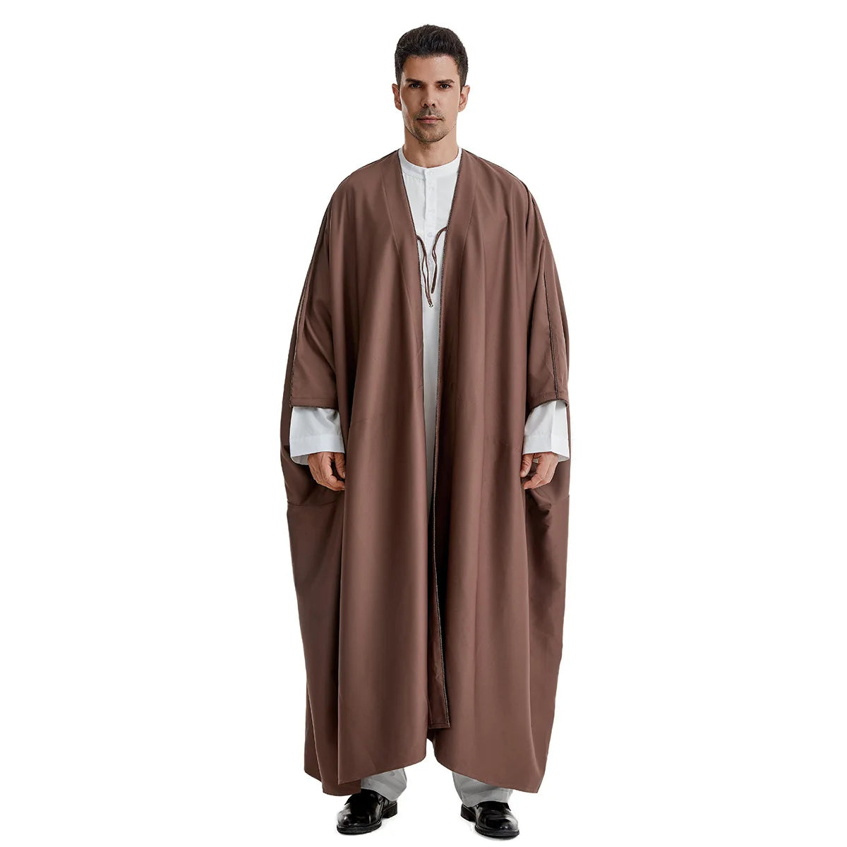 Ramadan Djellaba Eid Abayas Gebets-Kaftan Herren Muslimischer offener Abaya Türkei Arabischer Cardigan Robe Marokko Jubba Thobe Islam Dishdasha