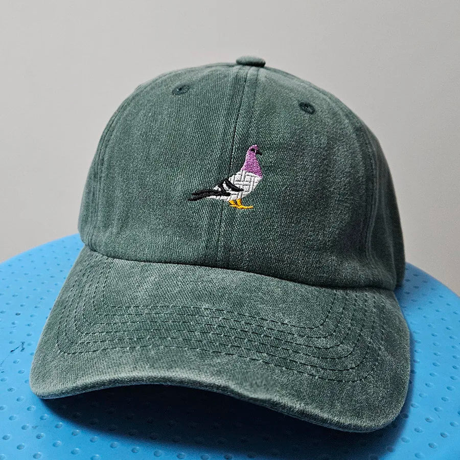 Casquettes de baseball vintage brodées motif Pigeon Printemps Hommes Femmes Chapeau de soleil délavé Pare-soleil Sport Pêche Chapeau de papa