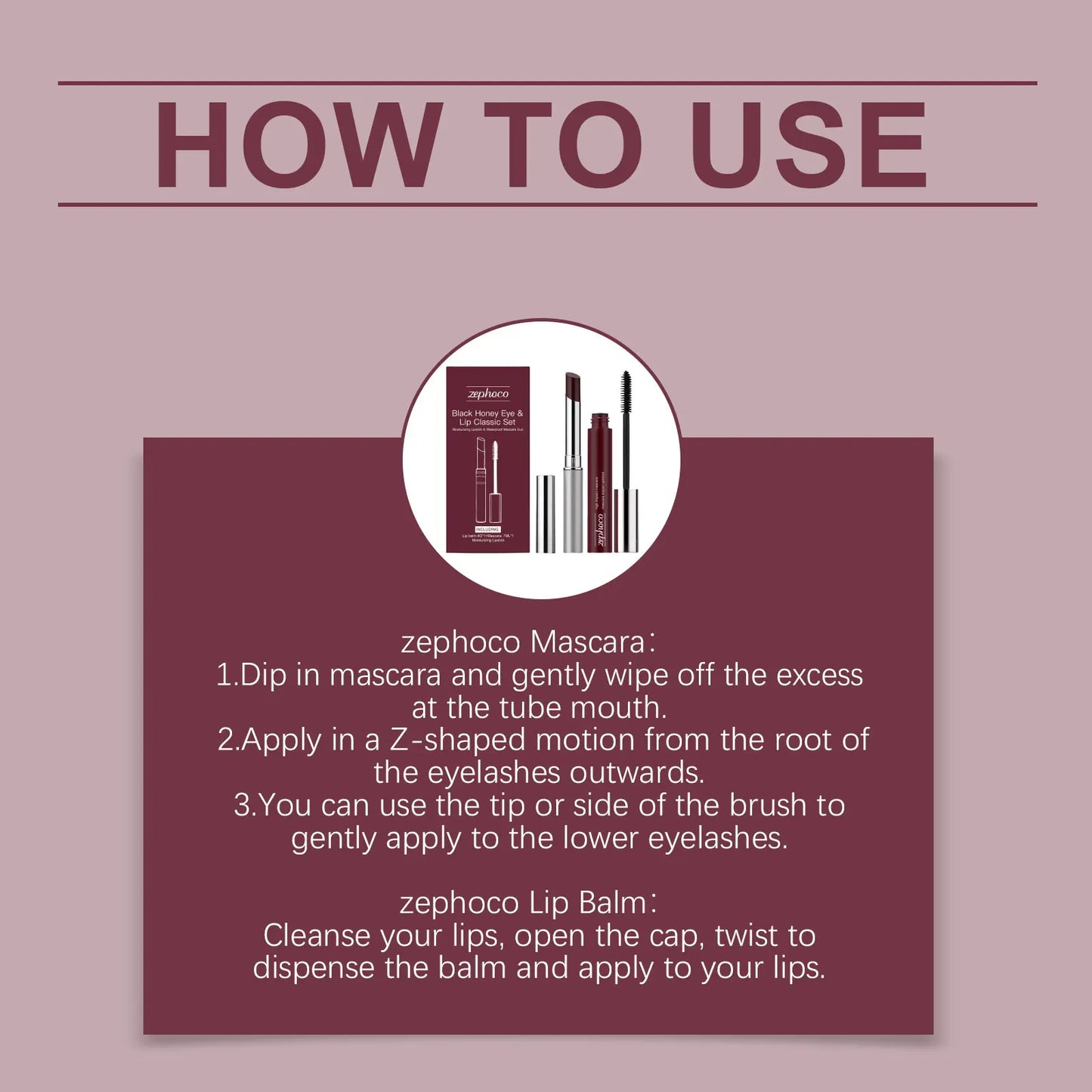 Ensemble de maquillage iconique pour les yeux et les lèvres Black Honey - Mascara volume noir + Rouge à lèvres hydratant brillant, Outils de courbure des cils