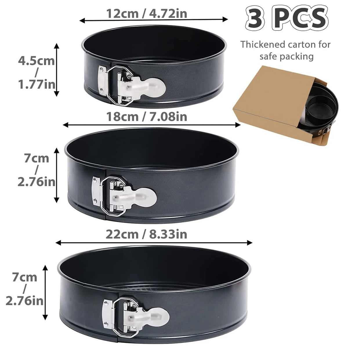 1 Stück, 3 Stück Kuchenform-Set, runde Antihaft-Backformen Springform für Kuchen, Käsekuchen, abnehmbarer Boden, auslaufsichere Backformen-Sets