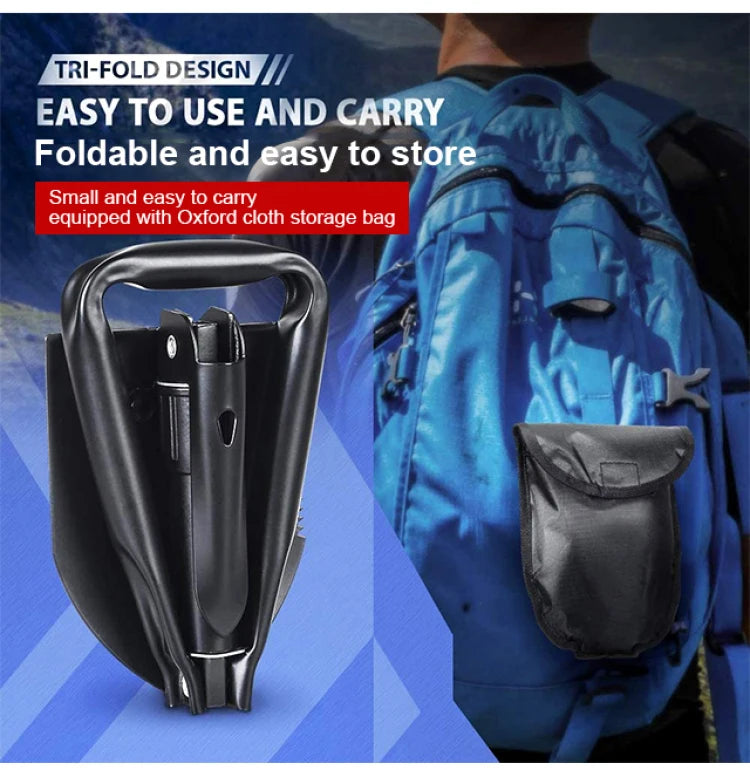 Outdoor 3-in-1 Foldable Shovel Portable Multifunctional Camping Shovel with Bag for Hiking, Off-roading DIY Projects At Home