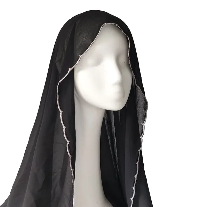 Châles Hijab en mousseline de soie pour femme, écharpe en dentelle, foulards unis, foulards pour femme, voile musulman 70*180cm